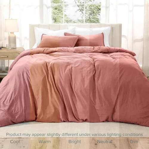 Bare Home Washed Duvet Cover Set 1800 Ultra-Soft (Twin/Twin XL, Dusty Rose) | Premium Microfiber Bedding thumbnail 7