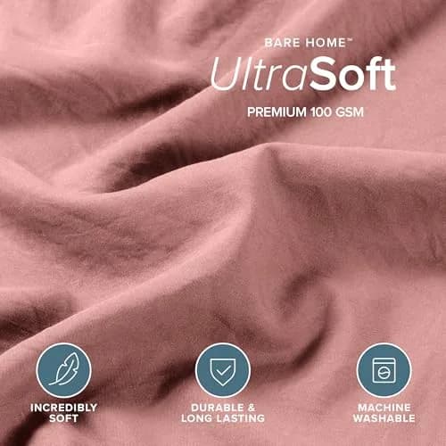 Bare Home Washed Duvet Cover Set 1800 Ultra-Soft (Twin/Twin XL, Dusty Rose) | Premium Microfiber Bedding thumbnail 2