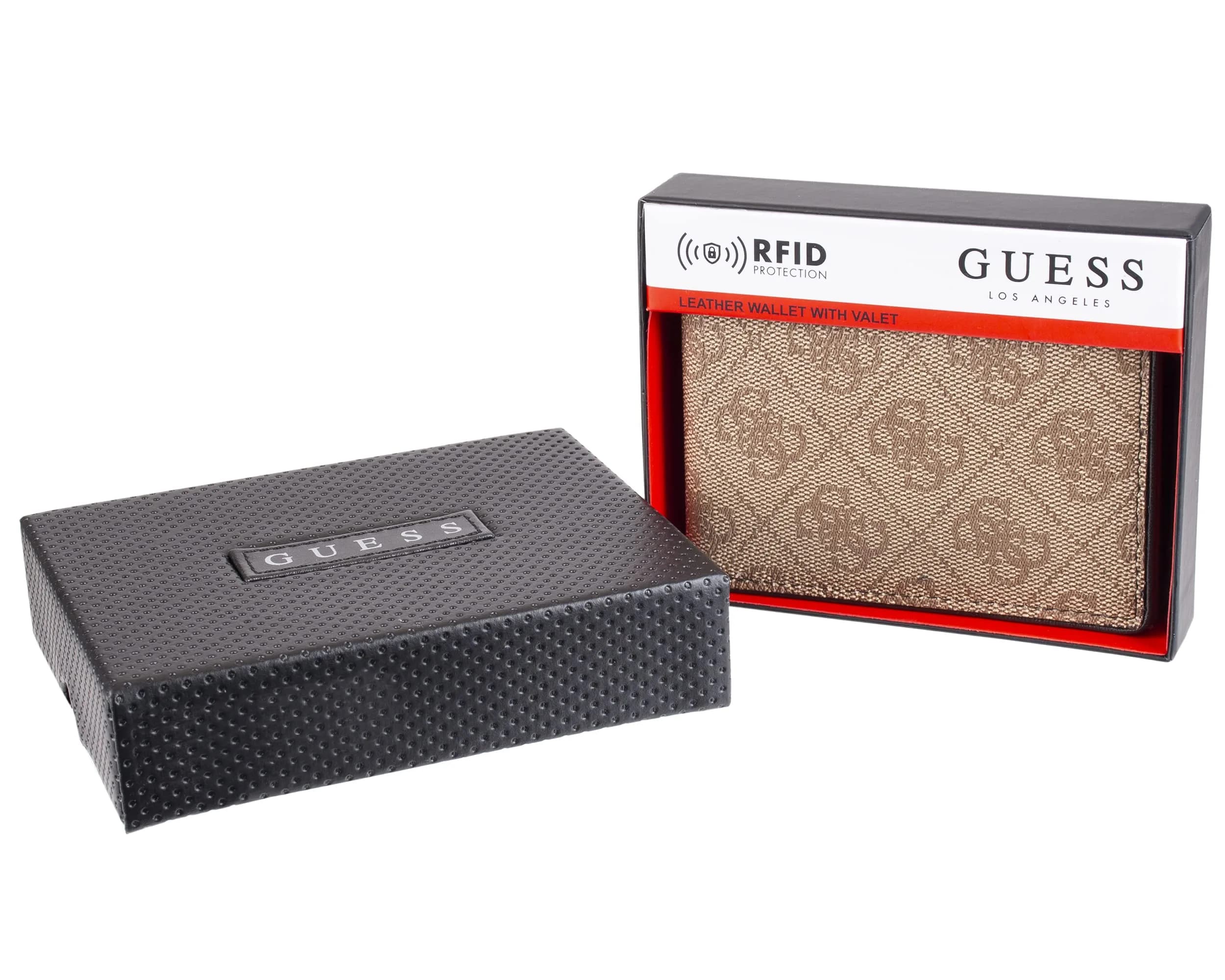 GUESS Men's Brown/Brown Logo Slim Bifold Leather Wallet | RFID Blocking, 6 Card Slots, ID Window thumbnail 3