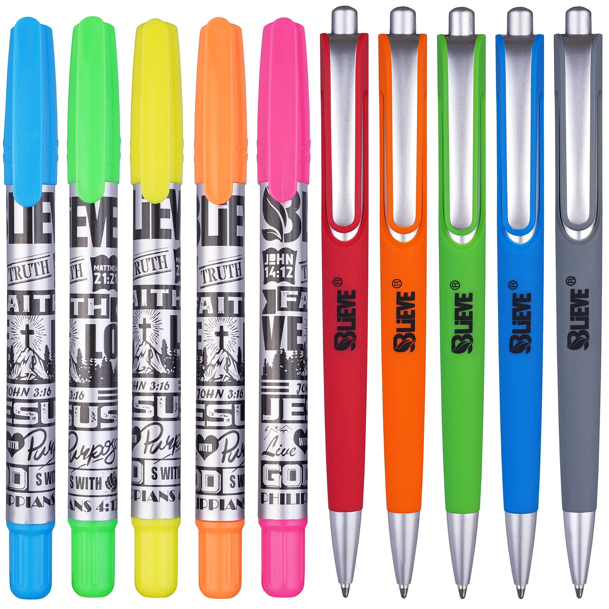 BLIEVE Aesthetic Gel Pens and Highlighters Set 10-Piece | Smooth Ink, No Bleed, Bible Journaling - main product image