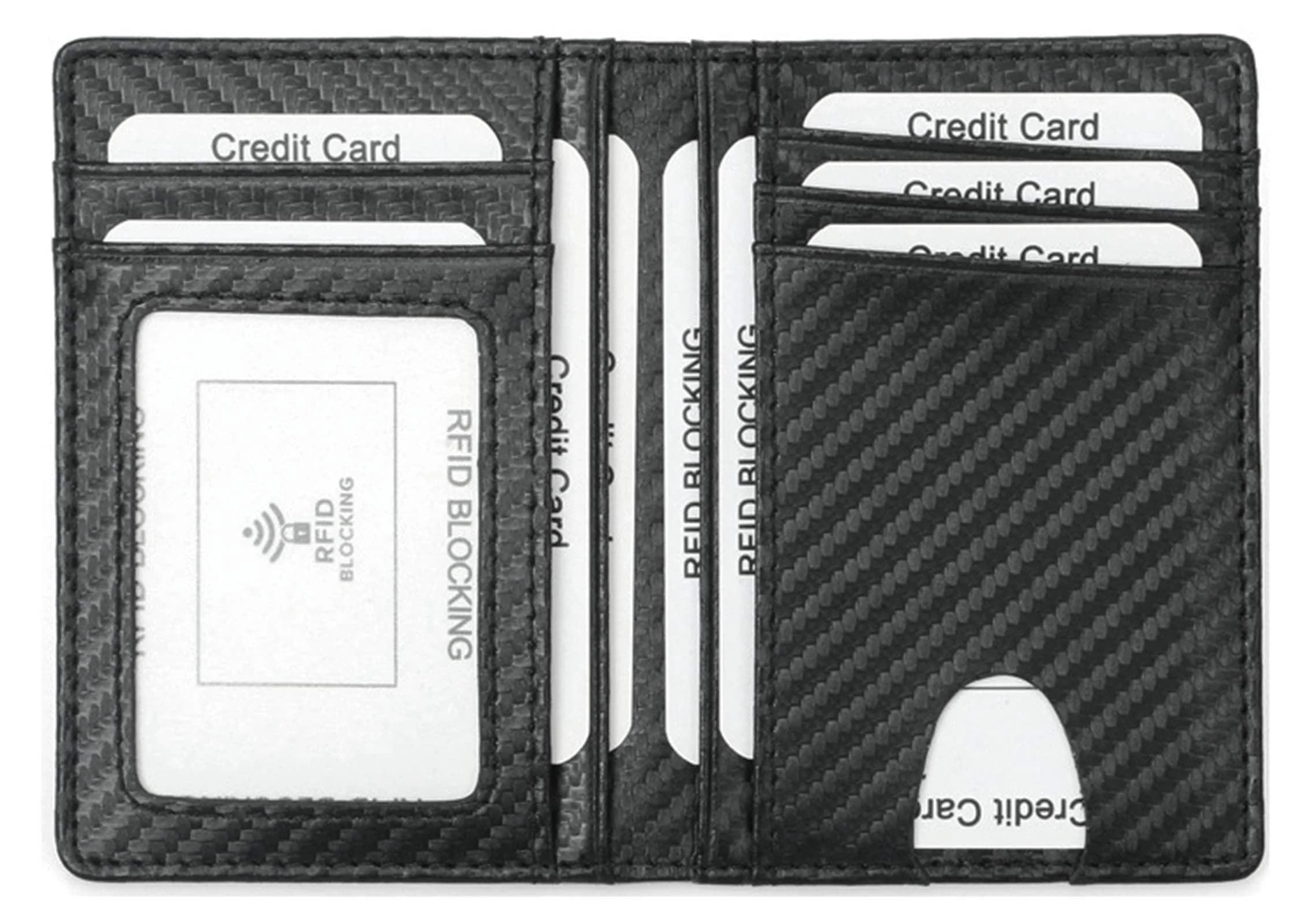 Dorras Slim Wallet Minimalist Front Pocket RFID Blocking Bifold Wallet with ID Window - Black | Genuine Leather