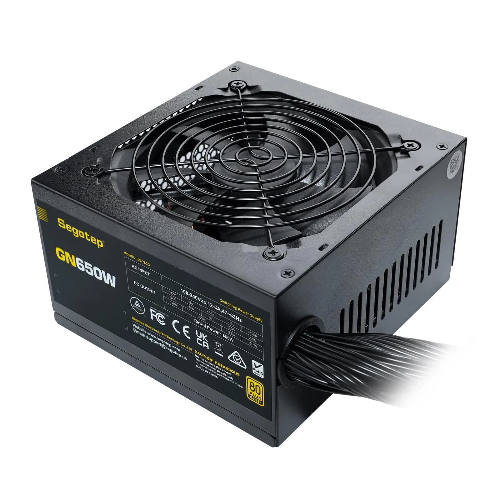Segotep 650W Power Supply 80 Plus Gold Certified | Non-Modular Gaming PSU with 4 PCIe Connectors (120mm Fan)