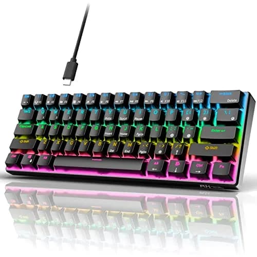 RK ROYAL KLUDGE RK61 Wired 60% Mechanical Gaming Keyboard with Hot-Swappable Blue Switches & RGB Backlighting | Programmable QMK/VIA thumbnail 1