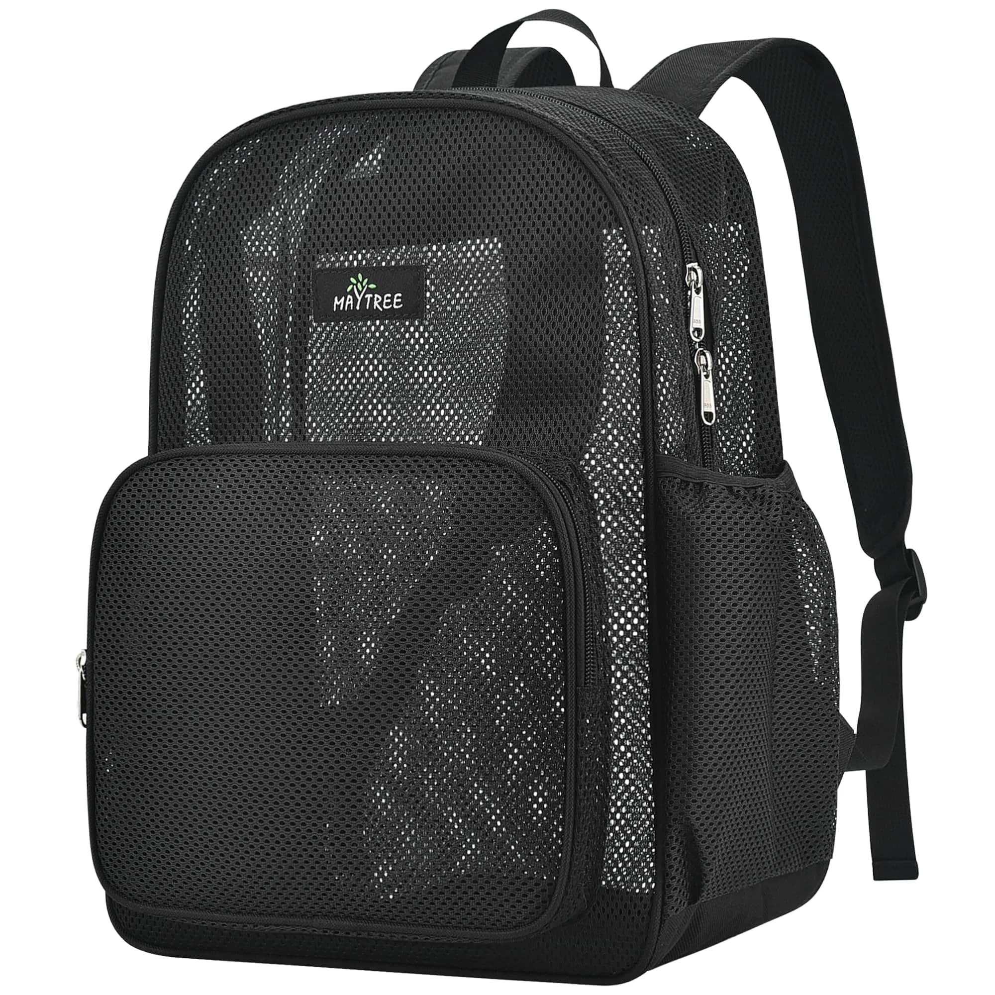 MAY TREE Heavy Duty Mesh Backpack, Black | Water-Resistant, Spacious & Lightweight for Outdoor & Daily Use