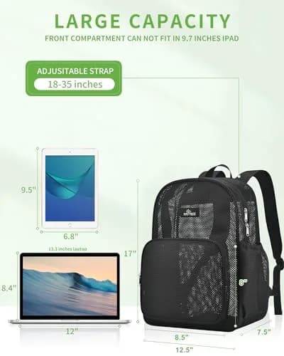 MAY TREE Heavy Duty Mesh Backpack, Black | Water-Resistant, Spacious & Lightweight for Outdoor & Daily Use thumbnail 4