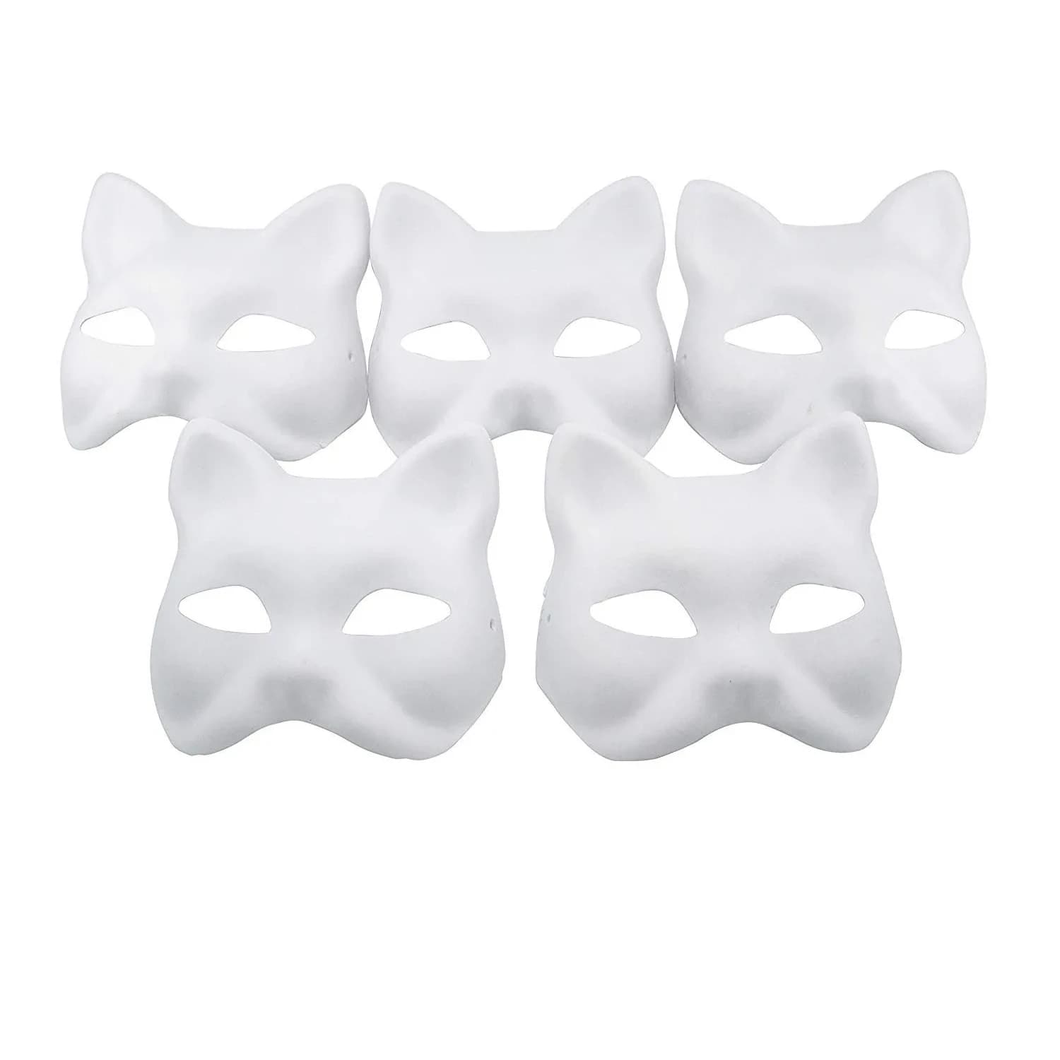 NeverGarden 5pcs White Fox Mask DIY Paintable Cosplay Accessories | Unisex Adult Half Face Masks