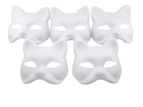 NeverGarden 5pcs White Fox Mask DIY Paintable Cosplay Accessories | Unisex Adult Half Face Masks thumbnail 1