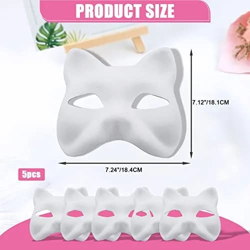 NeverGarden 5pcs White Fox Mask DIY Paintable Cosplay Accessories | Unisex Adult Half Face Masks thumbnail 2