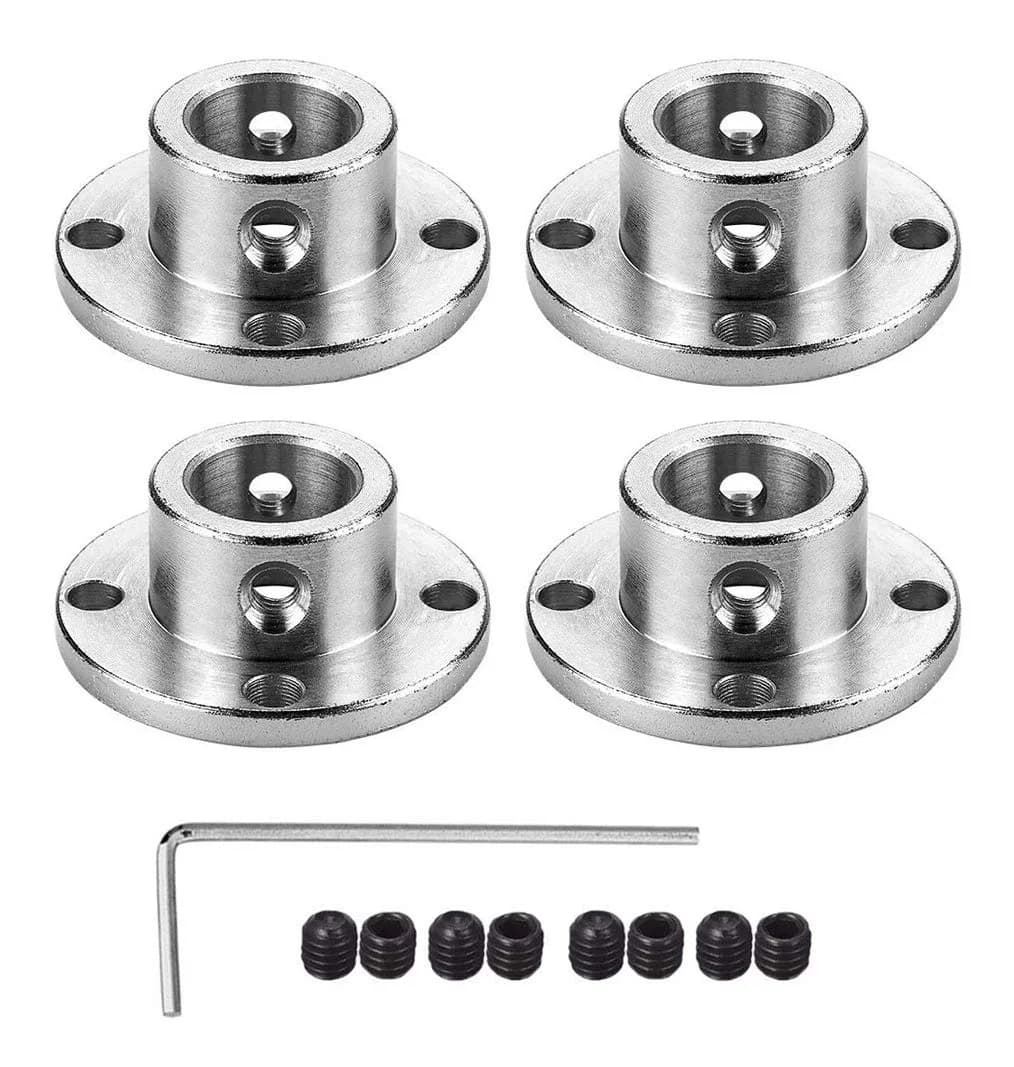daier 4mm Flange Coupling Connector Set with Hex Wrench & Screws | 4 Pieces, 12mm Height, M3 Screws — 12 mm