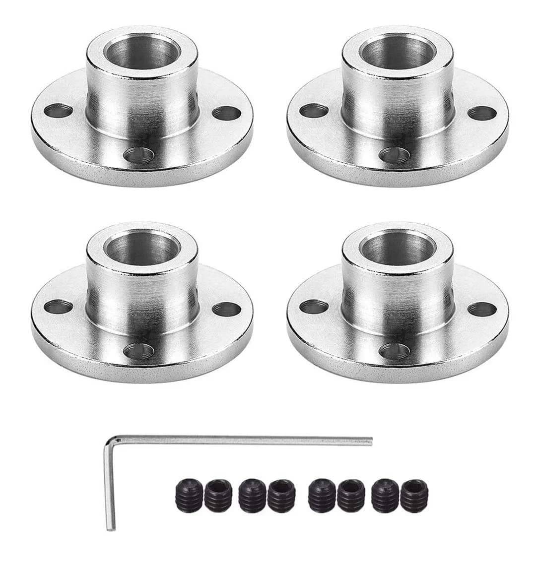 daier 4mm Flange Coupling Connector Set with Hex Wrench & Screws | 4 Pieces, 12mm Height, M3 Screws — 10mm