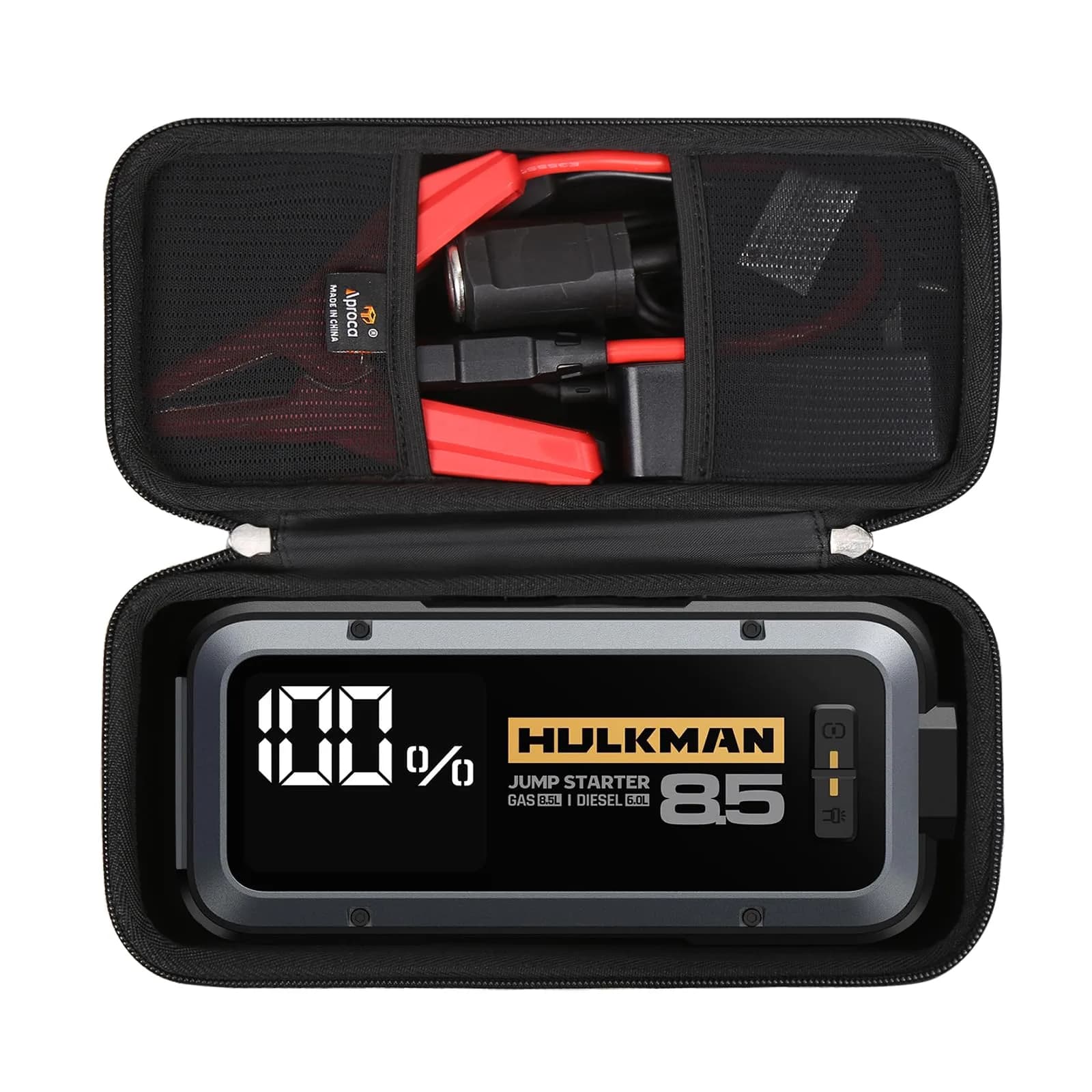 Aproca Case for HULKMAN Alpha85 / Alpha85S / Alpha Pro Jump Starter | Durable EVA Hard Case with Mesh Pocket, Black (7.5 x 4.5 x 2.5 inches) - main product image