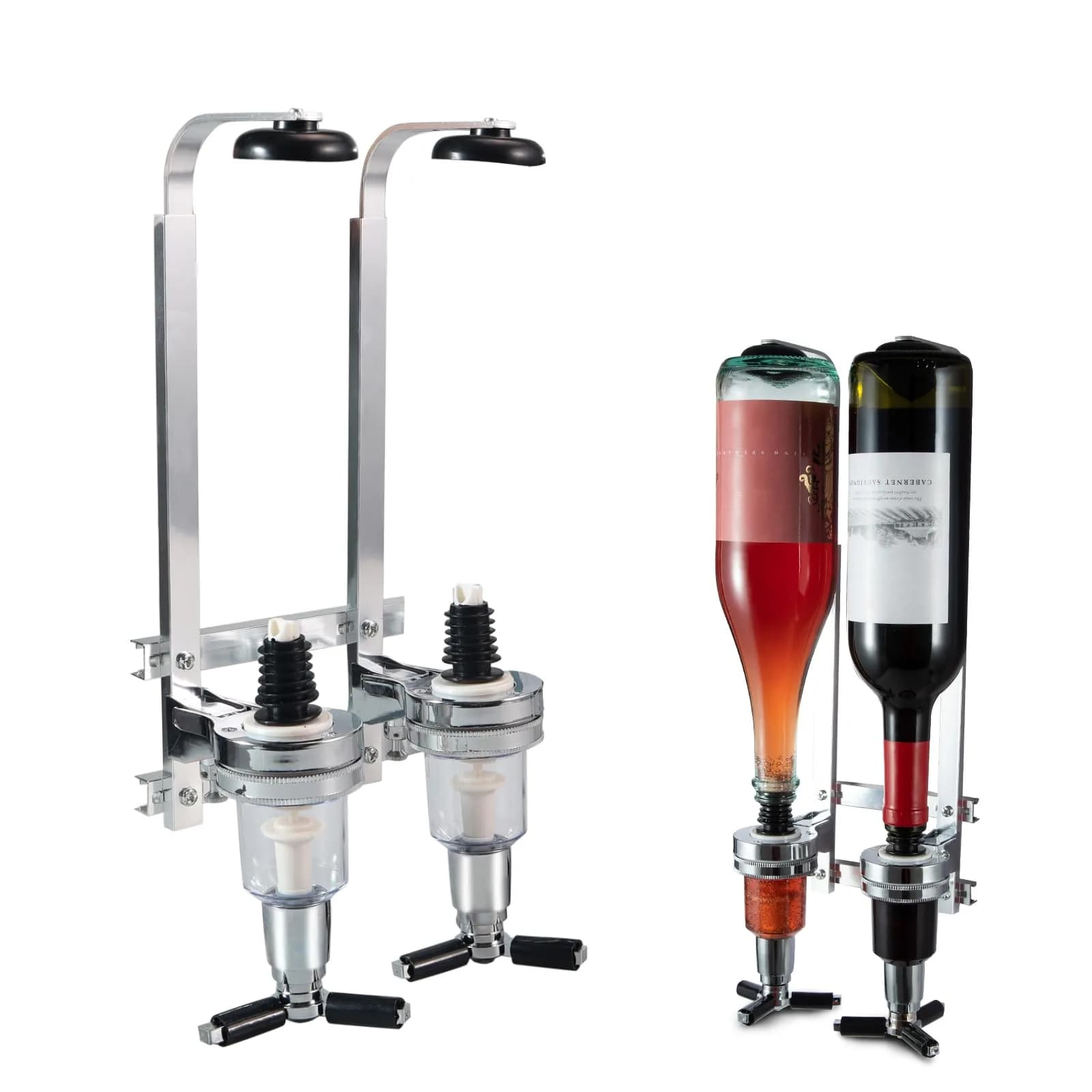 MUGLIO 2 Bottle Wall Mounted Liquor Dispenser Stand | Modern Aluminum Alloy Bar Butler Bracket — 2 Bottles
