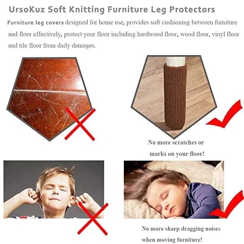 UrsoKuz Furniture Leg Socks 24PCS | Non-Slip Knitted Chair Protectors for Hardwood Floors, Girth 2.7"-7" | Reusable Floor Protectors thumbnail 4