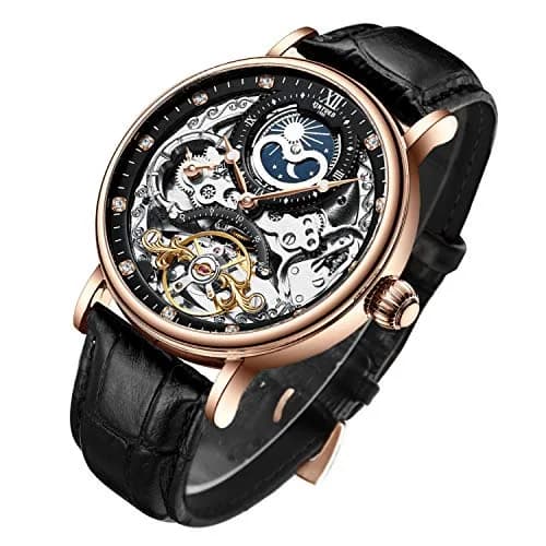 IK COLOURING Men's Luxury Skeleton Automatic Mechanical Wrist Watch Gold 42mm (1.65 in) — gold