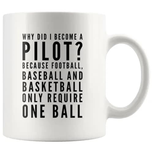 Panvola Funny Pilot Gift Coffee Mug 11 oz (325 ml) | Why Did I Become A Pilot Because Ceramic Mug thumbnail 1