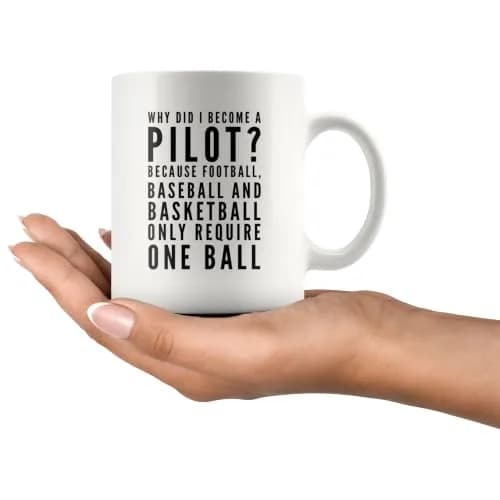 Panvola Funny Pilot Gift Coffee Mug 11 oz (325 ml) | Why Did I Become A Pilot Because Ceramic Mug thumbnail 6
