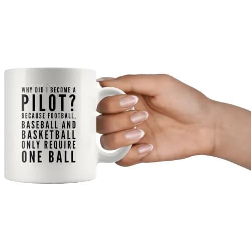 Panvola Funny Pilot Gift Coffee Mug 11 oz (325 ml) | Why Did I Become A Pilot Because Ceramic Mug thumbnail 7