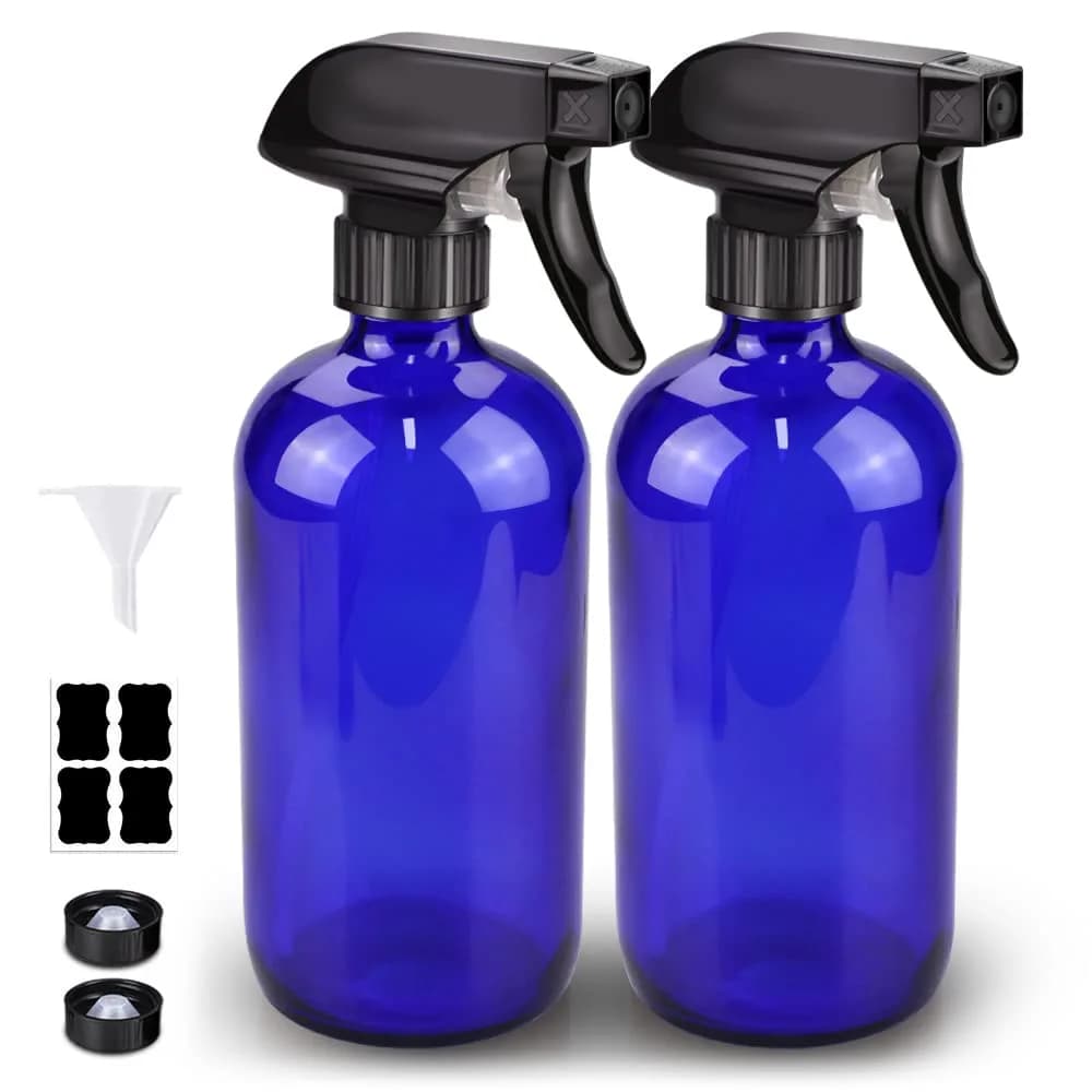 Bontip Blue Glass Spray Bottle 473ml (16 oz) 2-Pack | UV Protection for Contents - main product image