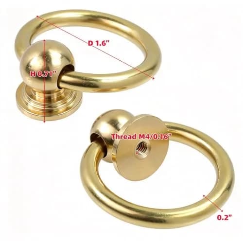 LC LICTOP Brass Drop Ring Pulls, 1.6 Inch Antique, 2Pcs | Vintage Brass Cabinet Handles with Ergonomic Ring thumbnail 2