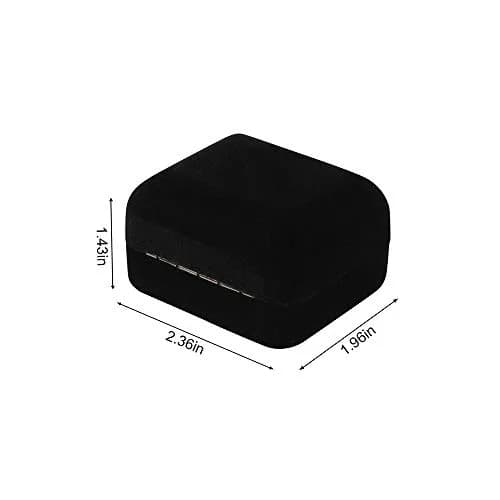 Omeet LED Velvet Ring Box for Proposal, Engagement, Wedding, Slim - Black | Compact Jewelry Storage Case with Built-in Light thumbnail 3