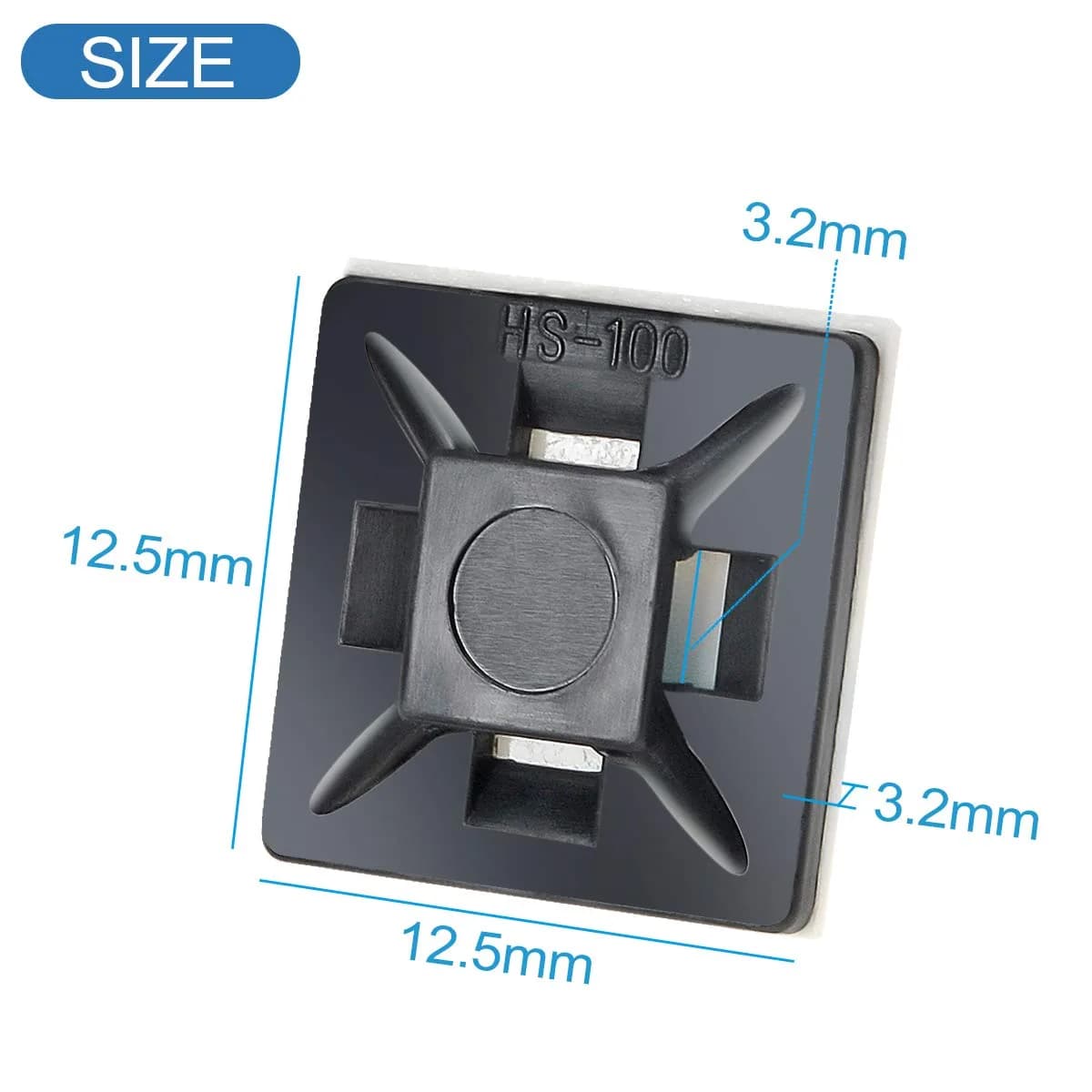 XHF Black 1/2" Self-Adhesive Cable Tie Mounts - 200 Piece Pack | Secure Wire Organization - view 3