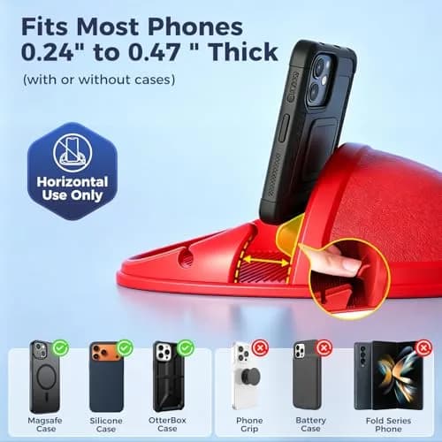 Loncaster Red Silicone Car Phone Holder Mat 12.7cm (5 inch) | Grips Phones Securely on Dashboard thumbnail 7