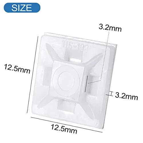 XHF 200 PCS 1/2" White Self Adhesive Cable Zip Tie Mounts | Cable Management Organizer (120 chars) thumbnail 3