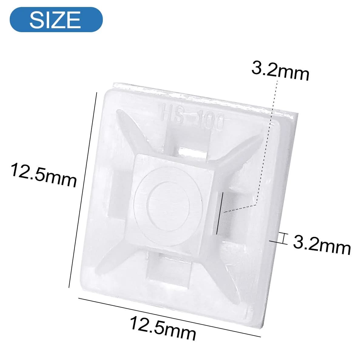 XHF White Self-Adhesive Cable Tie Mounts 1/2 Inch Base - 200 PCS | Secure Wire Organization - view 3