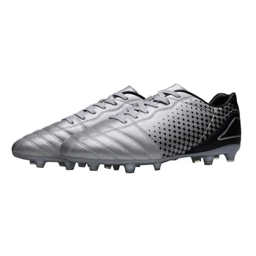 DREAM PAIRS Men's Firm Ground Soccer Shoes, Silver/Black, Size 8 | Lightweight, Traction & Comfort for Grass Play thumbnail 5