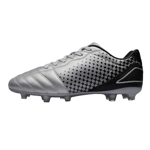 DREAM PAIRS Men's Firm Ground Soccer Shoes, Silver/Black, Size 8 | Lightweight, Traction & Comfort for Grass Play thumbnail 2