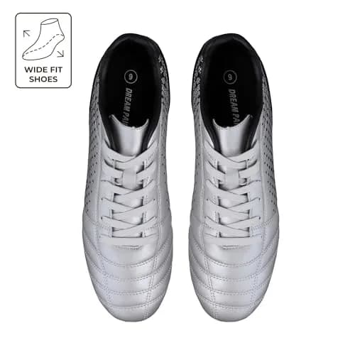 DREAM PAIRS Men's Firm Ground Soccer Shoes, Silver/Black, Size 8 | Lightweight, Traction & Comfort for Grass Play thumbnail 3