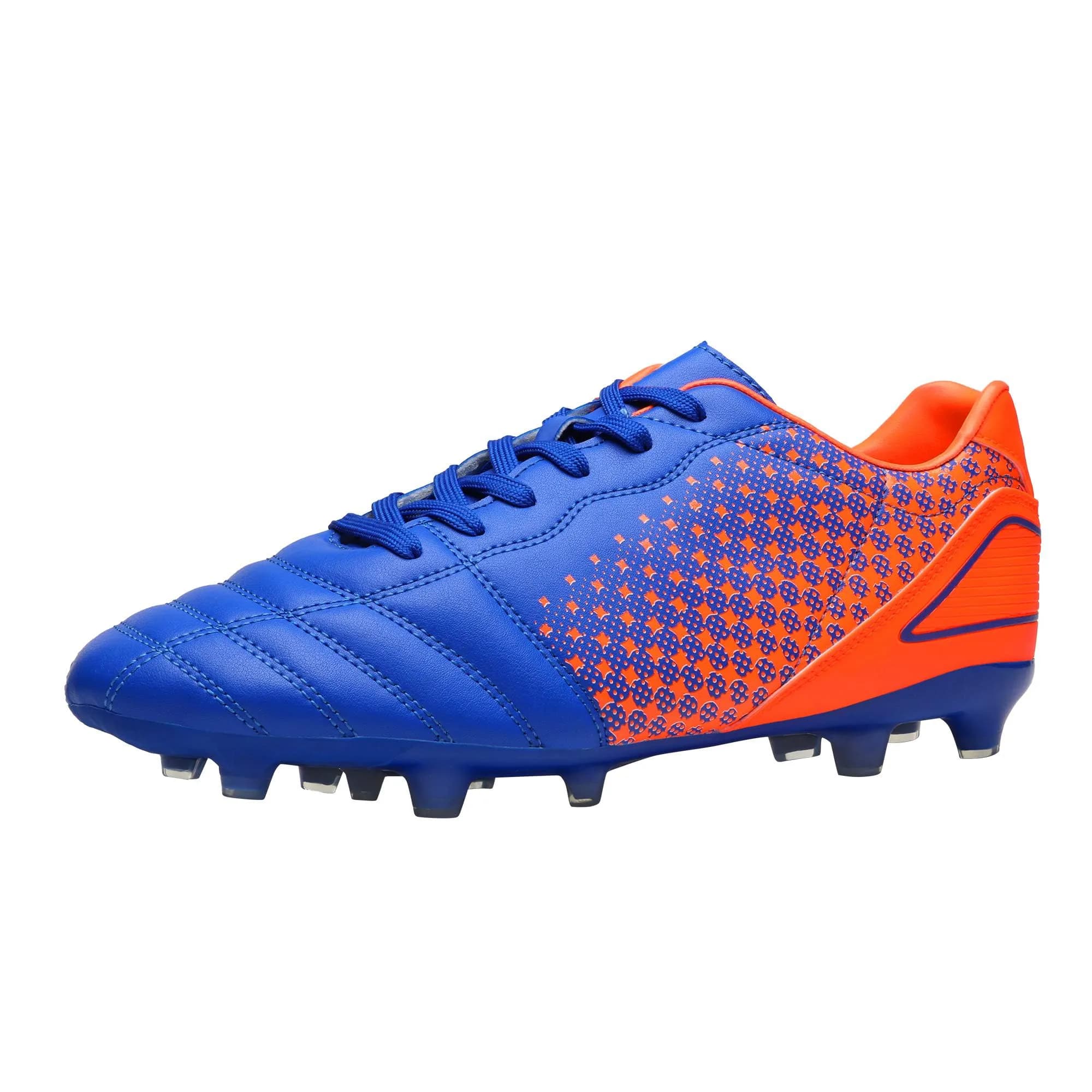 DREAM PAIRS Men's Firm Ground Soccer Shoes 9 | Lightweight Synthetic Leather, Firm Ground Traction, Breathable EVA Mesh (70-120 chars) — Royal/Orange