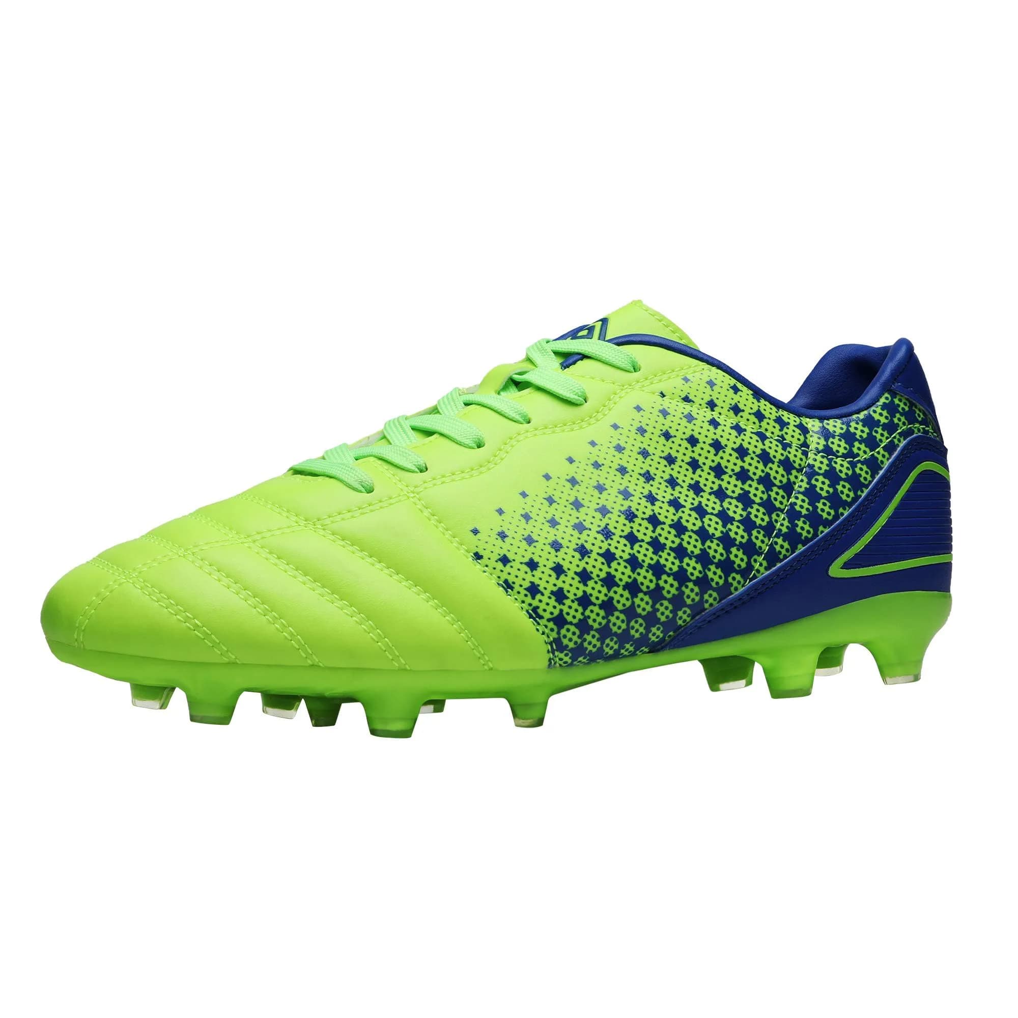 DREAM PAIRS Men's Firm Ground Soccer Shoes 9 | Lightweight Synthetic Leather, Firm Ground Traction, Breathable EVA Mesh (70-120 chars) — Neon/Green/Royal / 13