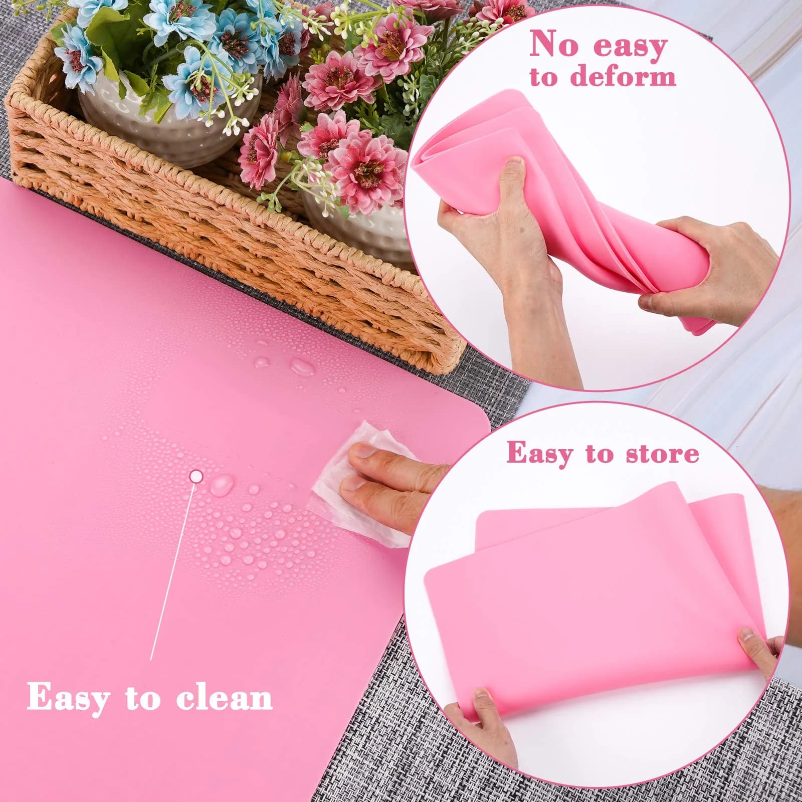 Gartful Pink Oversize Silicone Mat 70cm x 50cm (27.6" x 19.7") | Protects Surfaces from Crafts & Heat - view 6