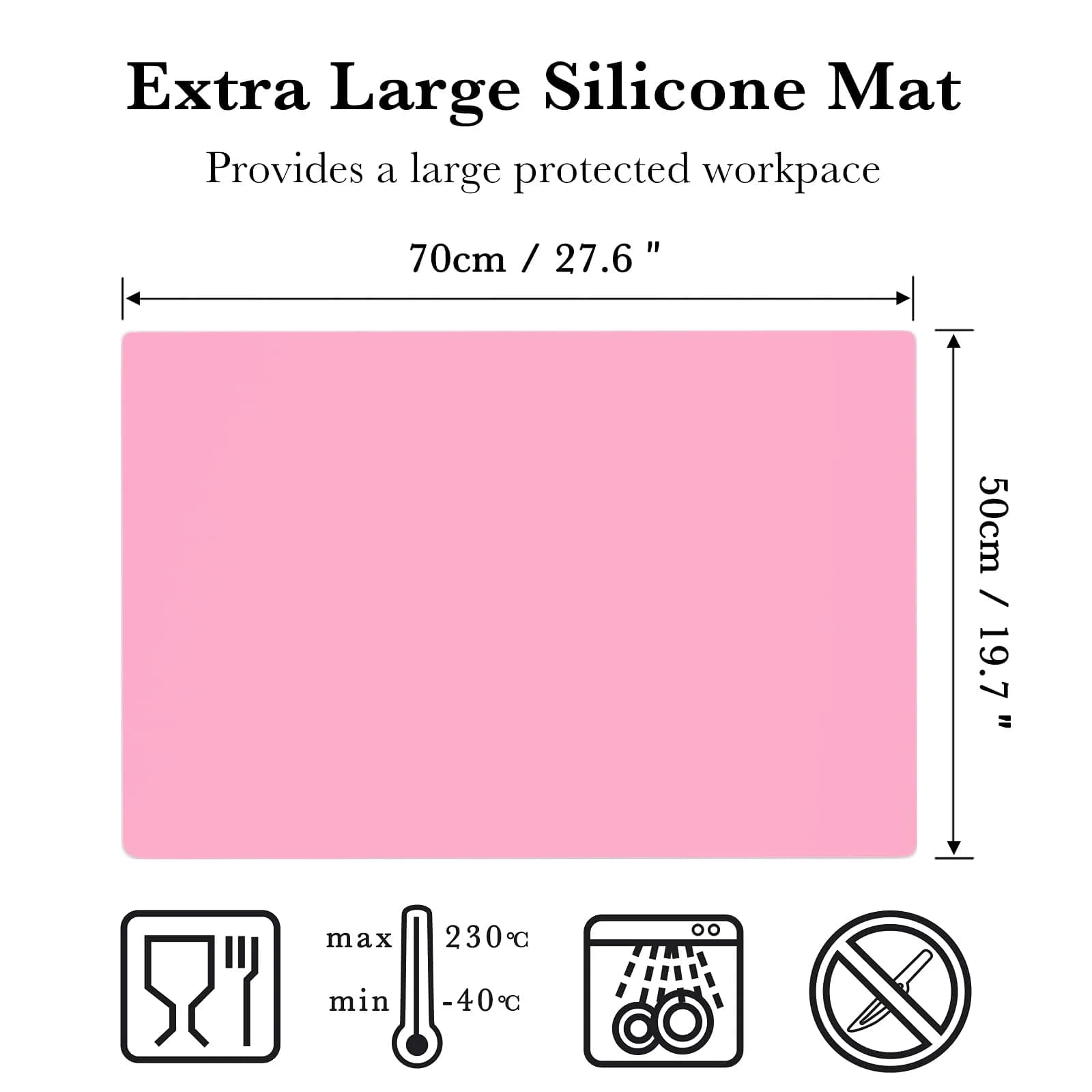 Gartful Pink Oversize Silicone Mat 27.6" x 19.7" - Craft & Heat Protection - view 2