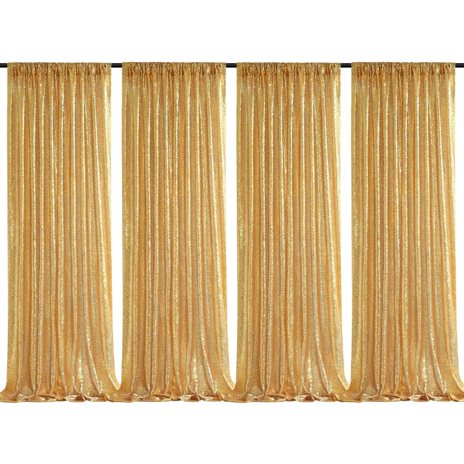 QueenDream Gold Sequin Backdrop Drapes 4 Panels 2FTx8FT | Wedding & Party Stage Decor
