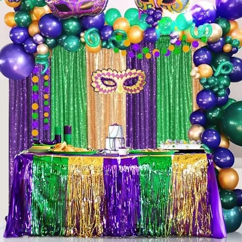 QueenDream Gold Sequin Backdrop Drapes 4 Panels 2FTx8FT | Wedding & Party Stage Decor thumbnail 7
