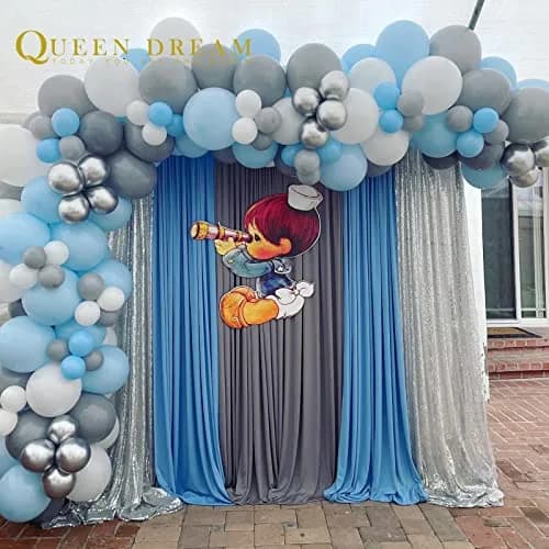QueenDream Silver Glitter Sequin Curtain for Party Photography Backgrounds | 2FTx8FT Set of 4 Panels thumbnail 2