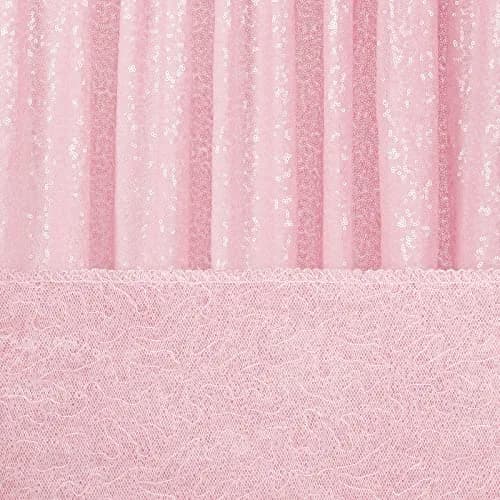 QueenDream Pink Sequin Backdrop 2 Panels 2FTx8FT | Sparkly Birthday Party Curtain with Rod Pocket thumbnail 5