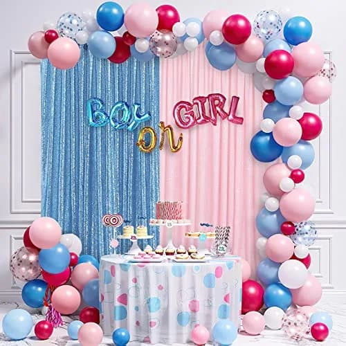 QueenDream Pink Sequin Backdrop 2 Panels 2FTx8FT | Sparkly Birthday Party Curtain with Rod Pocket thumbnail 2