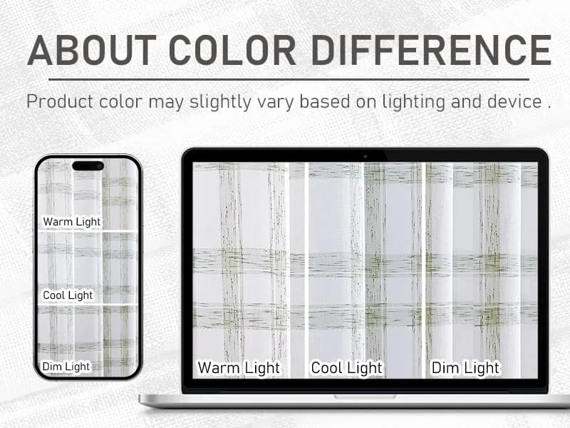 Randall Geometric Sage Green Light Filtering Curtain Panels 160cm (63") | Farmhouse Style - view 6