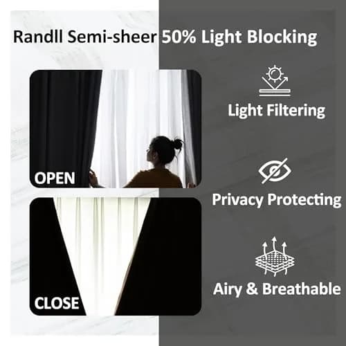 Randall Geometric Sage Green Light Filtering Curtain Panels 160cm (63") | Farmhouse Style thumbnail 2