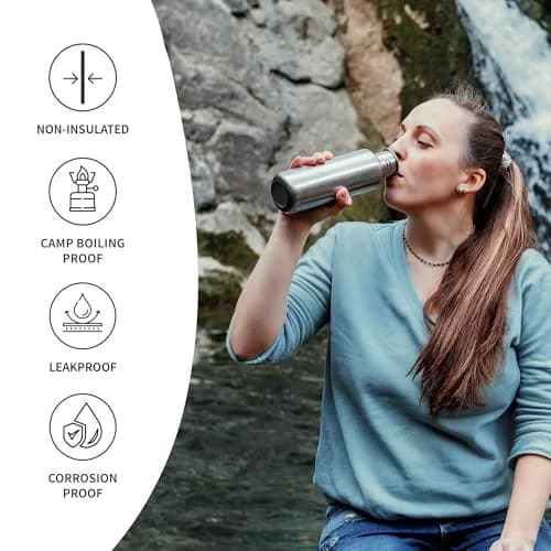 Bambaw Stainless Steel Water Bottle 750 ml | Leakproof, Reusable & Eco-Friendly for Travel & Yoga thumbnail 3