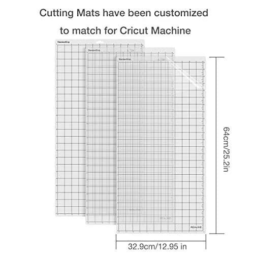 REALIKE StandardGrip Cutting Mat Compatible with Cricut Maker 3/Maker 4/Explore 3/4/Air 2 (3 Mats, 12x24 inch) Premium PVC Adhesive Craft Mat thumbnail 2