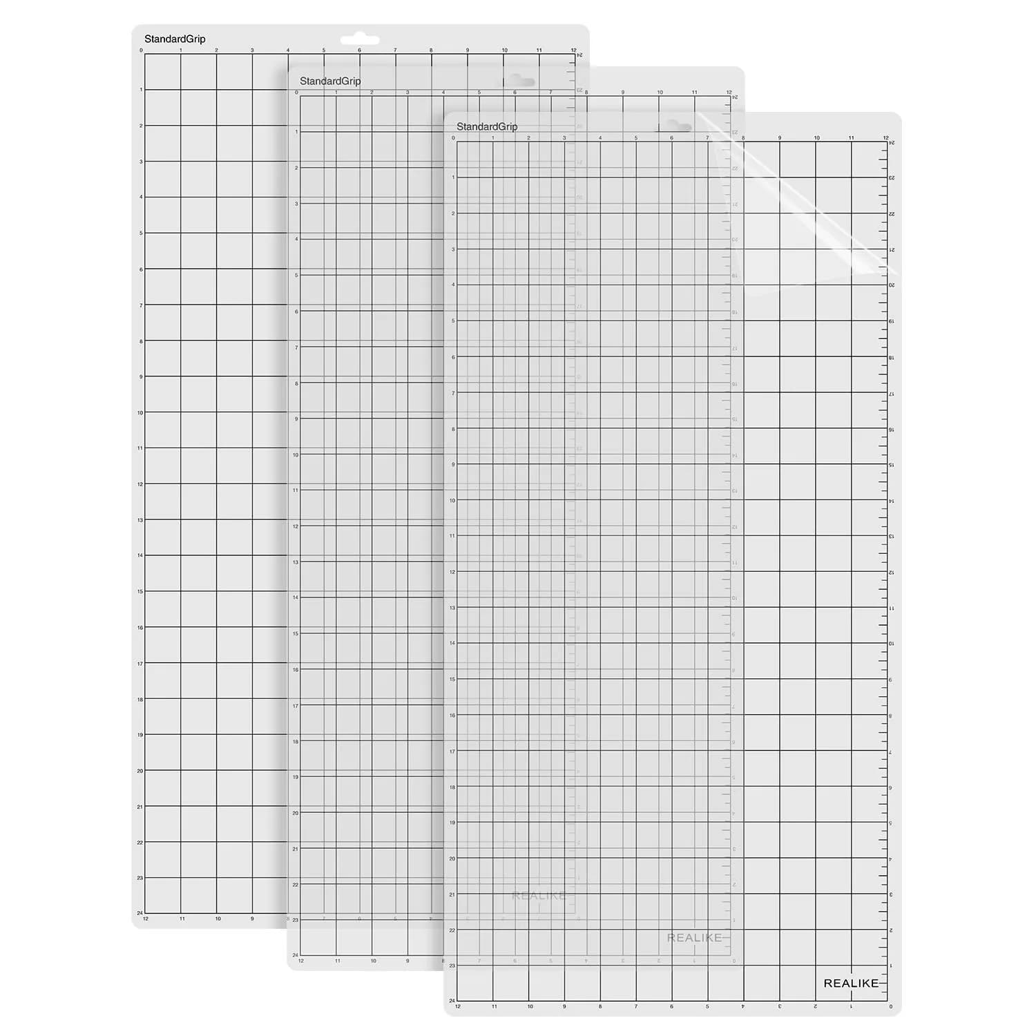 REALIKE 12x24 inch Transparent StandardGrip Cutting Mats (3 Mats) - main product image