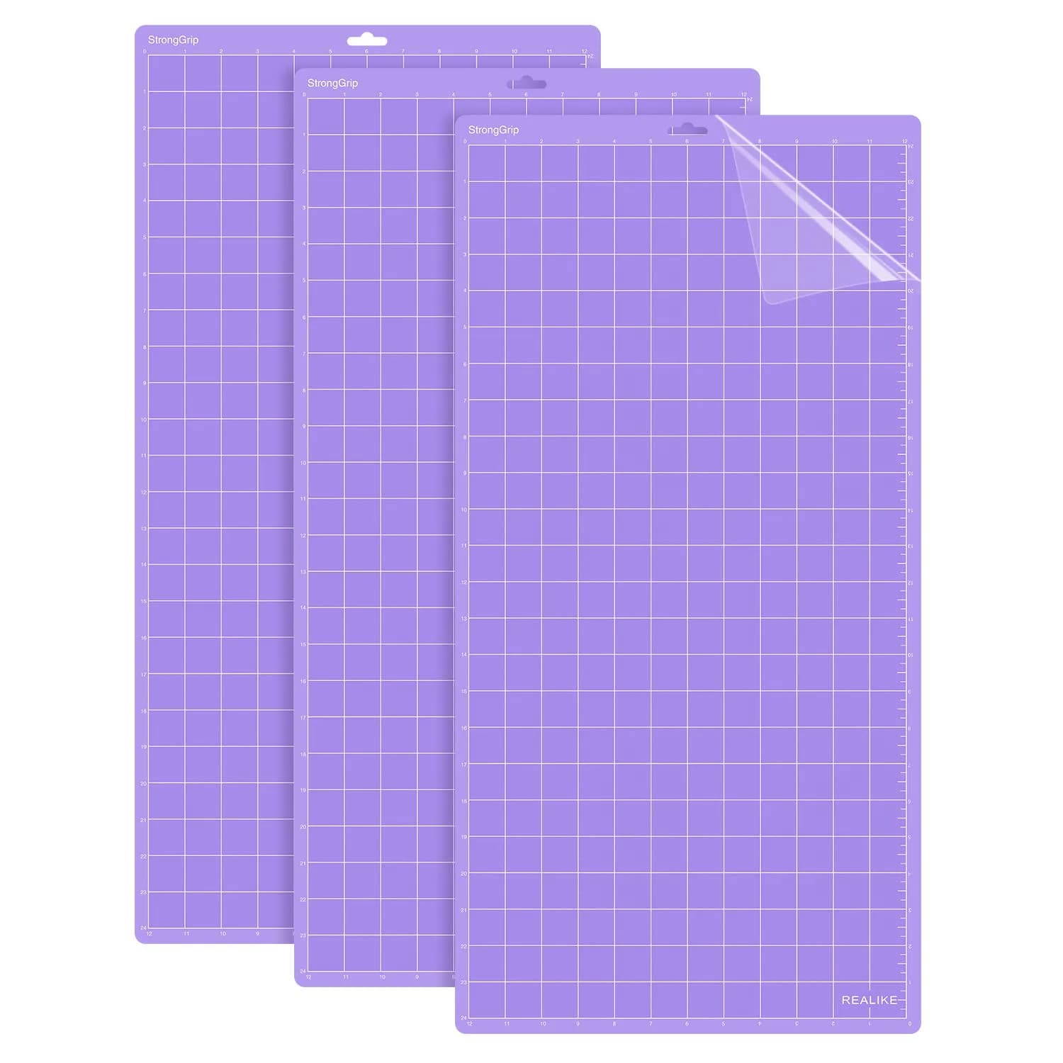 REALIKE 12x24 inch Purple StrongGrip Cutting Mats (3 Pack) for Cricut Crafts - main product image