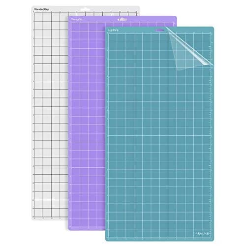 REALIKE 12x24 Cutting Mat Compatible with Cricut Maker 3/Maker 4/Explore 3/4/Air 2/Air/One, 3 Mats, PVC, Blue/Transparent/Purple | Non-Slip Craft Mat thumbnail 1