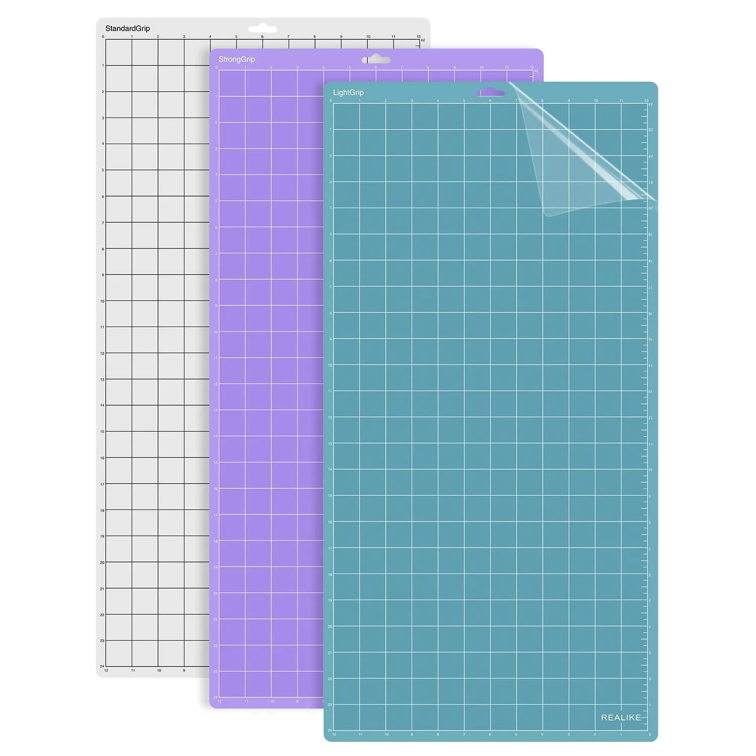 REALIKE 12x24 inch Blue Transparent Purple -2 Cutting Mats (3 Mats) for Cricut Crafts - main product image