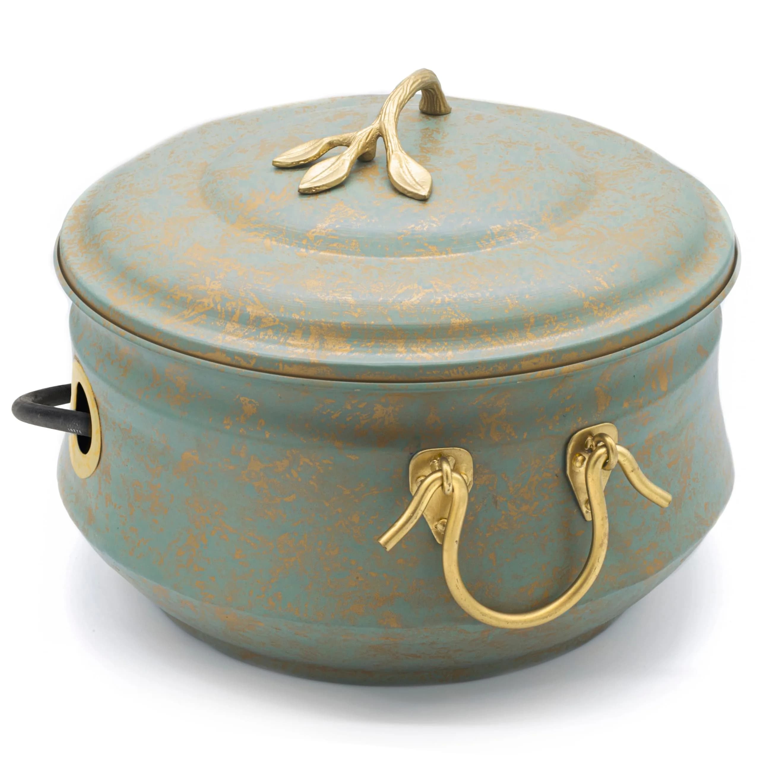 Good Directions Sedona Hose Pot with Lid, Brass Accents, 17.5"L x 17.5"W x 13.5"H | Holds up to 100-Feet of Hose