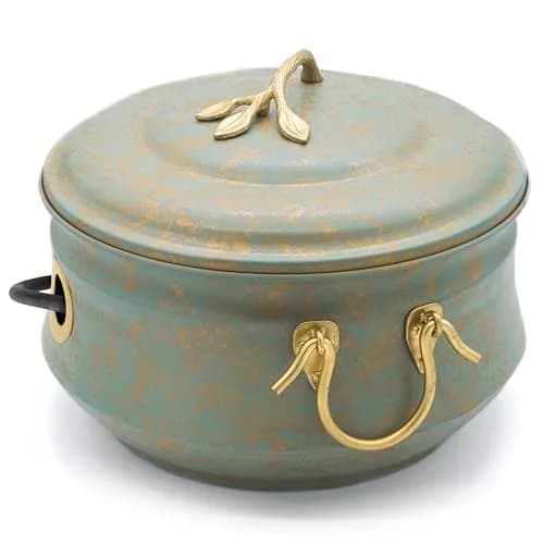 Good Directions Sedona Hose Pot with Lid, Brass Accents, 17.5"L x 17.5"W x 13.5"H | Holds up to 100-Feet of Hose thumbnail 1